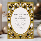 Festive Modern Black Gold Holiday Kerstfeest Kaart