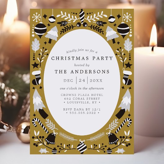 Festive Modern Black Gold Holiday Kerstfeest Kaart