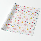FESTIVE modern bold colorful rainbow stars Cadeaupapier (Uitgerold)