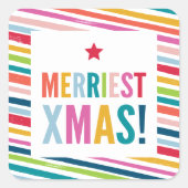 FESTIVE modern colorful bold brushed stripe Vierkante Sticker (Voorkant)