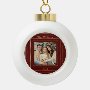 Festive Modern Gold Holiday Keepslag Keramische Bal Ornament