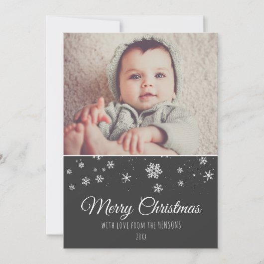 Festive Modern Merry kerstfoto Kaart (Voorkant)