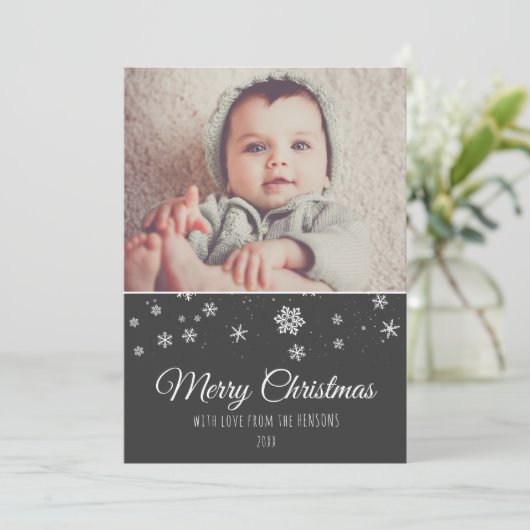 Festive Modern Merry kerstfoto Kaart (Staand voorkant)