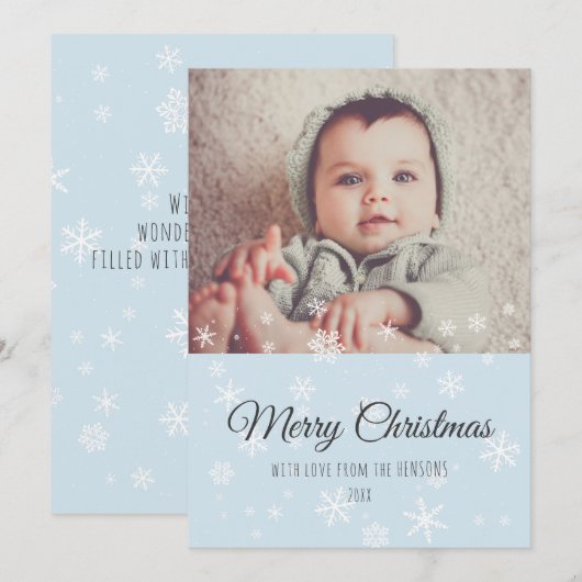 Festive Modern Merry kerstfoto Kaart (Voorkant / Achterkant)