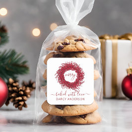 Festive Modern met liefdesrode Berry Wreater Vierkante Sticker