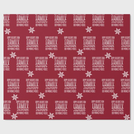 Festive & Modern Personalized "FAMILY"-feestdag Cadeaupapier (Vlak)
