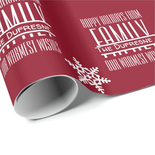 Festive & Modern Personalized "FAMILY"-feestdag Cadeaupapier (Rol Hoek)