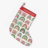 Festive Modern Rainbow Pattern Personalised Kleine Kerstsok (Voorkant (Hangend))