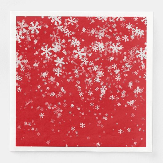 Festive Modern Red Kerstmis Snowflakes Patroon Servet (Voorkant)