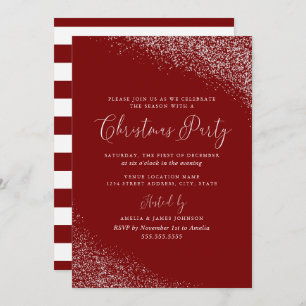 Festive Modern White Red Snow Kerstmis Kaart