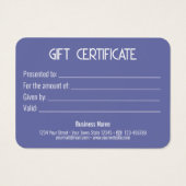 Festive Moderne Gold Bow Blue Cadebox Cadeaukaart Visitekaartje (Achterkant)