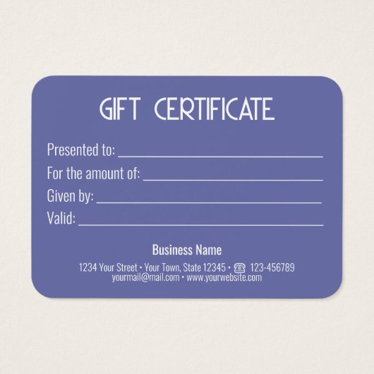 Festive Moderne Gold Bow Blue Cadebox Cadeaukaart Visitekaartje (Achterkant)