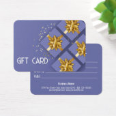 Festive Moderne Gold Bow Blue Cadebox Cadeaukaart Visitekaartje (Bureau)
