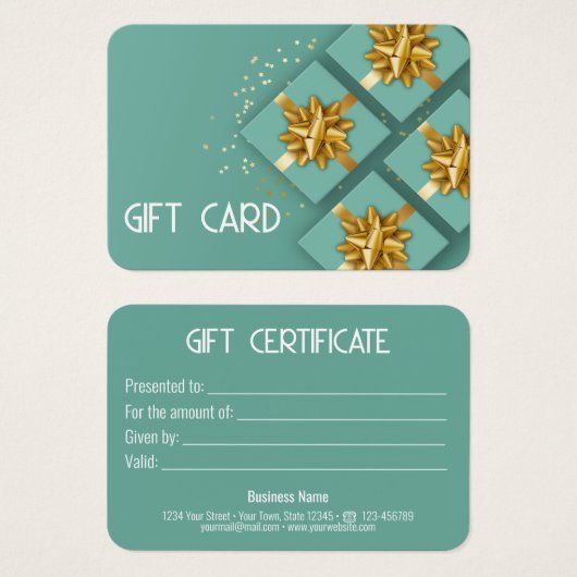 Festive Moderne Gold Bow Munt Cadeaudoos Cadeaukaa Visitekaartje (Voorkant /achterkant)