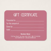 Festive Moderne Gold Bow Pink Cadebox Cadeaukaart Visitekaartje (Achterkant)