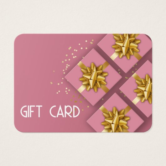 Festive Moderne Gold Bow Pink Cadebox Cadeaukaart Visitekaartje (Voorkant)