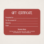 Festive Moderne Gold Bow Red Cadebox Cadeaukaart Visitekaartje (Achterkant)