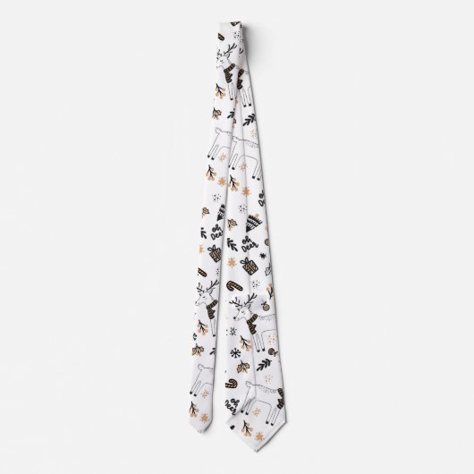 Festive Moderne kerstfeestdag rendierpatroon Stropdas (Achterkant)