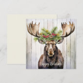Festive Moose Kerstmis Feestdagenkaart (Voorkant / Achterkant)