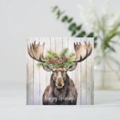 Festive Moose Kerstmis Feestdagenkaart (Staand voorkant)