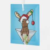 Festive Moose Kerstmis Glas Ornament (Voorkant links)