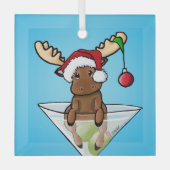 Festive Moose Kerstmis Glas Ornament (Voorkant)