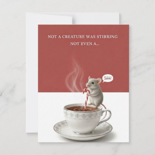 Festive Mouse Not a Creature Christmas Card Joy Feestdagenkaart (Voorkant)