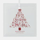 Festive Mr. en Mrs. Newly Weds kerstboom Glas Ornament (Voorkant)