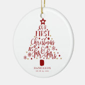 Festive Mr. en Mrs. Newly Weds kerstboom Keramisch Ornament (Links)