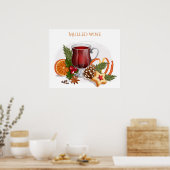 Festive Mulled Wine with Ingredients Illustration  Poster (Keuken)