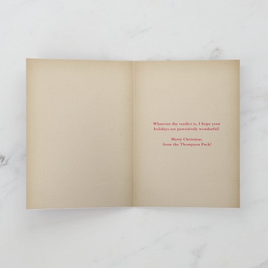 Festive Naughty List Funny Dog Photo Christmas Feestdagen Kaart (Binnen)