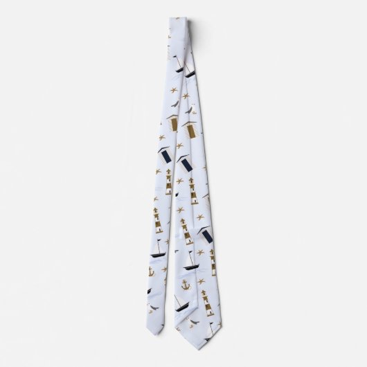 Festive Nautical Print Stropdas (Achterkant)