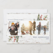 Festive Navy Blue Farmhouse Greenery Foto Collage Feestdagenkaart (Voorkant)