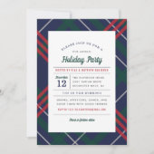 Festive Navy Green Red Tartan Pset Holiday Party Kaart (Voorkant)