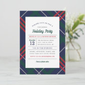 Festive Navy Green Red Tartan Pset Holiday Party Kaart (Staand voorkant)