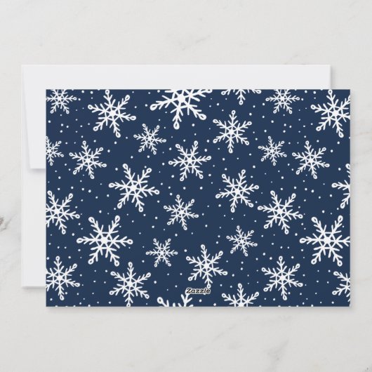 Festive Navy Script 5 Photo Collage Feestdagenkaart (Achterkant)