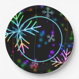 Festive Neon Snowflakes Papieren Bordje