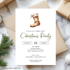 Festive Neutral Sage Light Brown Christmas Party Kaart