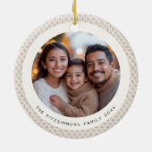 Festive Neutral Scandi Snowflake 2 Sided Photo Keramisch Ornament (Achterkant)