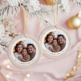 Festive Neutral Scandi Snowflake 2 Sided Photo Keramisch Ornament