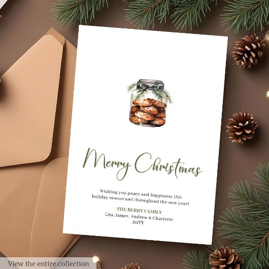 Festive Neutral Watercolor Christmas Greeting Card Feestdagenkaart