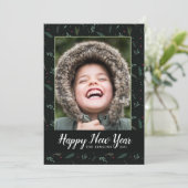 Festive New Year laat Berries Photo Card Feestdagenkaart (Staand voorkant)