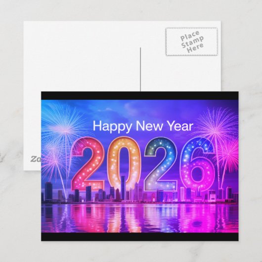 Festive New Year postcard Feestdagenkaart (Voorkant / Achterkant)