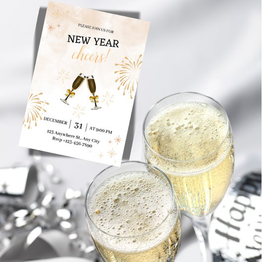 Festive New Year's Eve Party Invitation Kaart