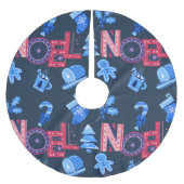 Festive Noel Lettering Blue Red Kerstmis Kerstboom Rok (Voorkant)