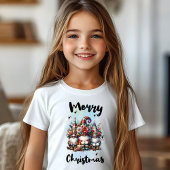 Festive Nordic Gnome Trio with Candles and Winter  T-shirt