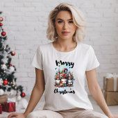 Festive Nordic Gnome Trio with Candles and Winter  Tri-Blend Shirt