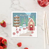 Festive North Pole-kerstpapieren servetten (Insitu)