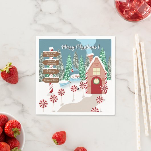 Festive North Pole-kerstpapieren servetten (Insitu)