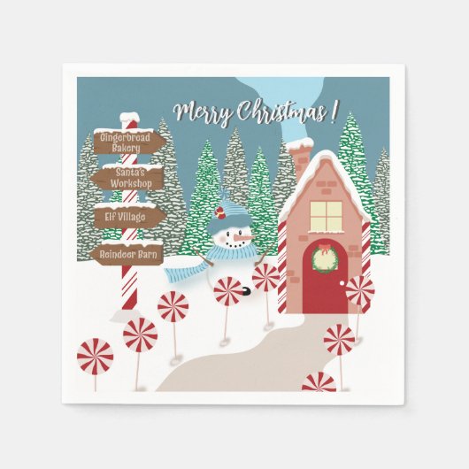 Festive North Pole-kerstpapieren servetten (Voorkant)